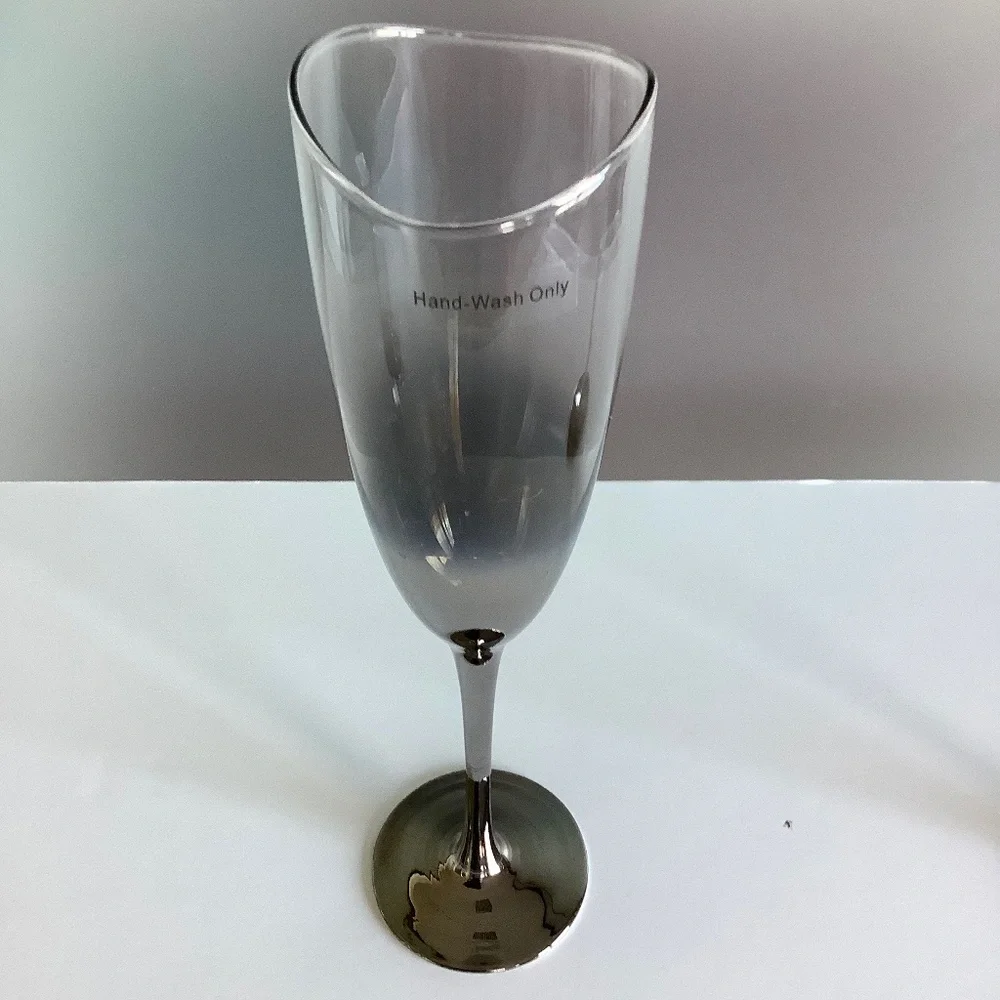 NEW NEVER USED THREE 2009 PIER 1 IMPORTS IRIDESCENT SMOKE CHAMPAGNE FLUTES